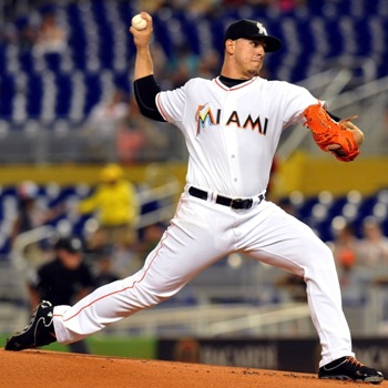 Jose Fernandez Pointing the Ball at Second Base